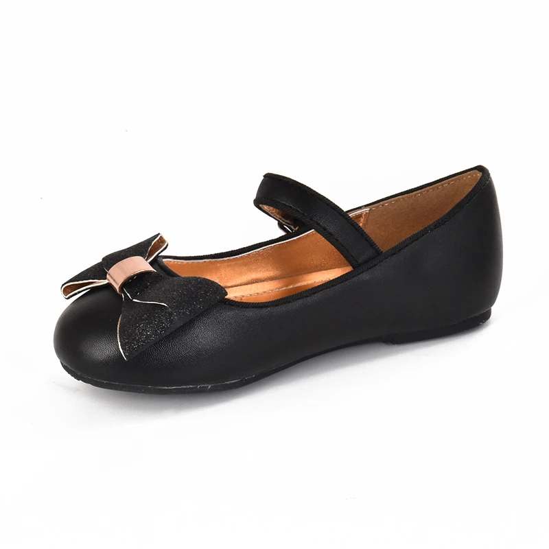 
Princess bow slip for children flat shoes black girls casual shoes factory direct sale 