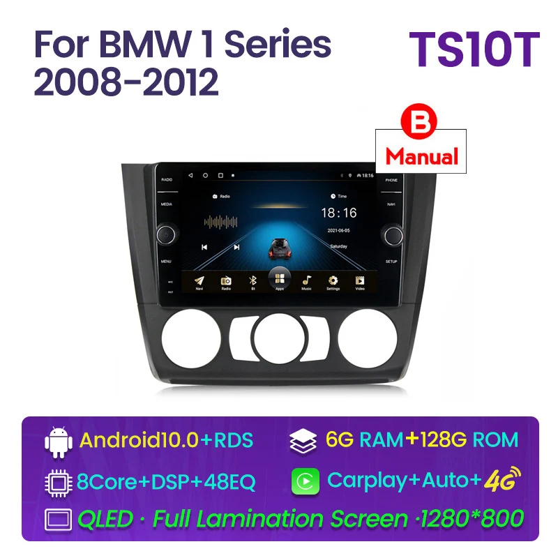Автомагнитола Navifly для BMW 1 серии E88 E82 E81 E87 2004-2011 мультимедийный видеоплеер навигация GPS Android 10 0 поддержка 4g