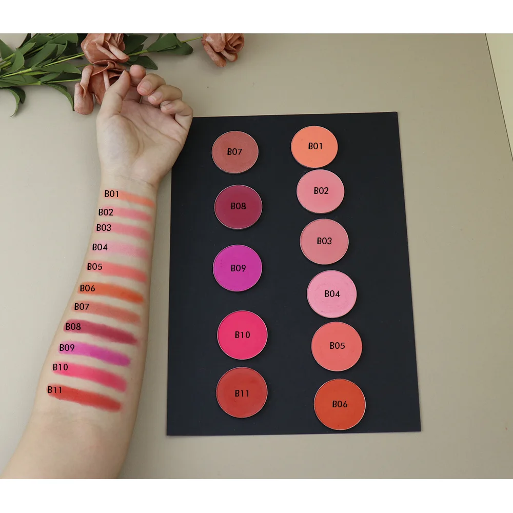No Logo Custom High Pigmented DIY Choose Color Blusher Palette Makeup Powder Contour Bronze Blush Palette