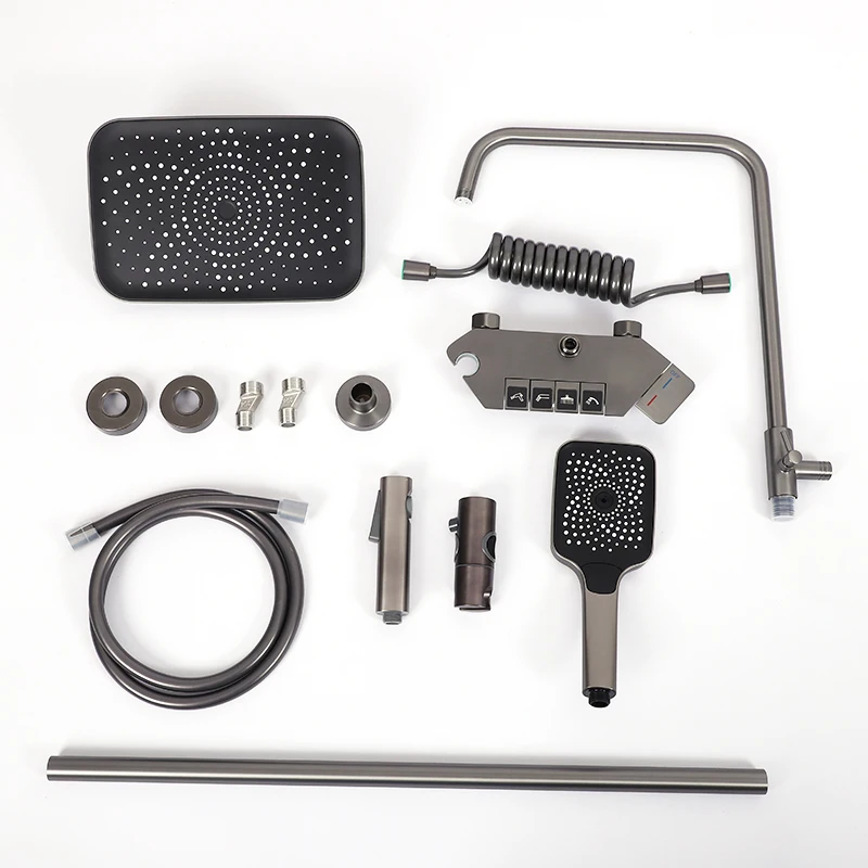 Wall-mounted bathroom square shower head set concealed high-temperature resistant shower arm pressure shower head set