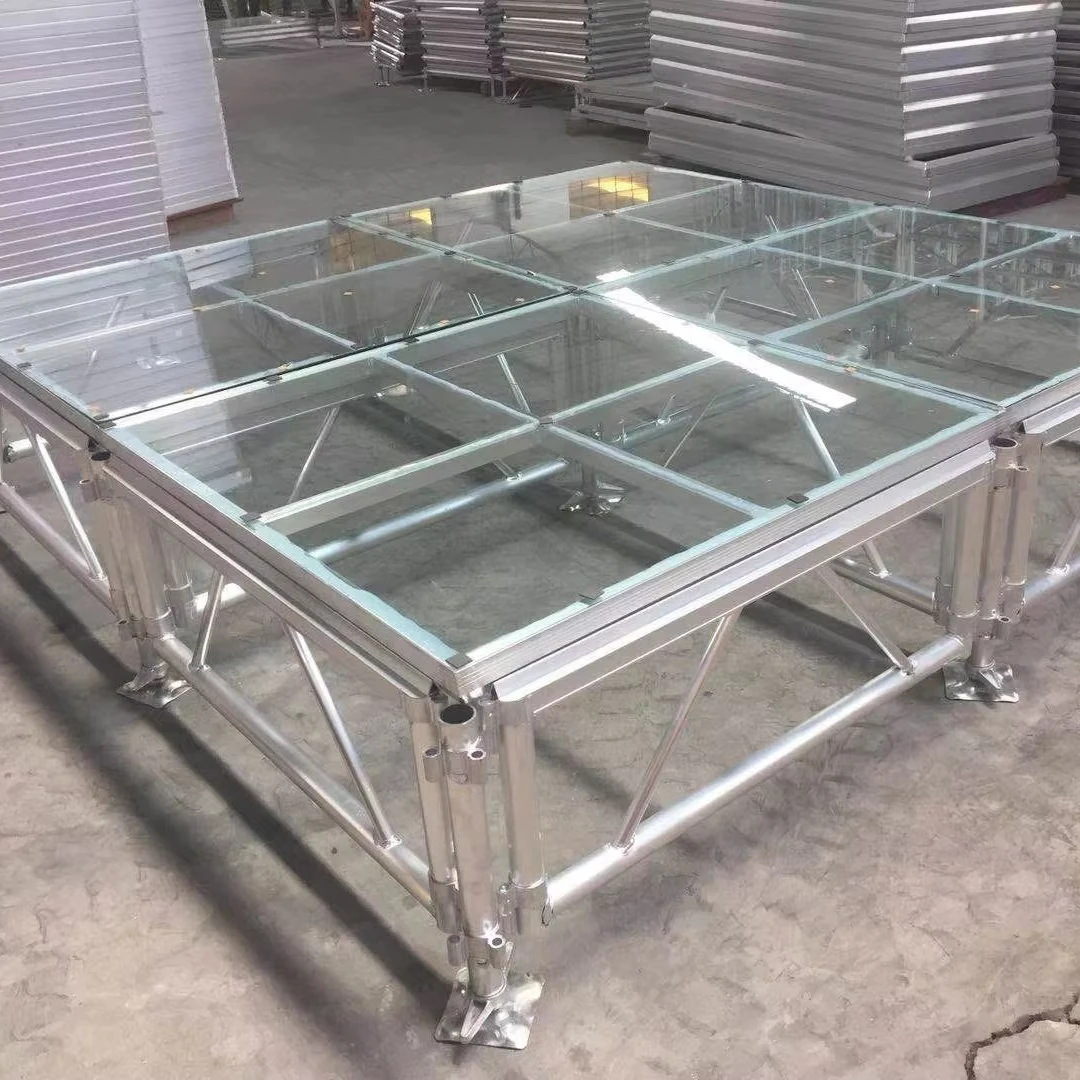 Transparent Aluminum Brace Stage Adjustable Height Dance Stage Platform Glass Stage For Outdoor Performances