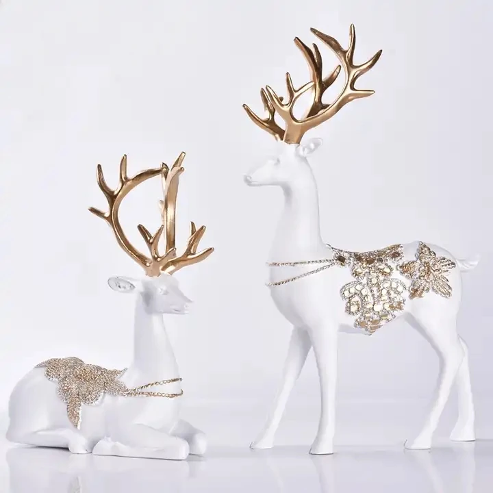 10 Inch Custom Made Vintafe Decor Crafts Resin Small Deer Figurines
