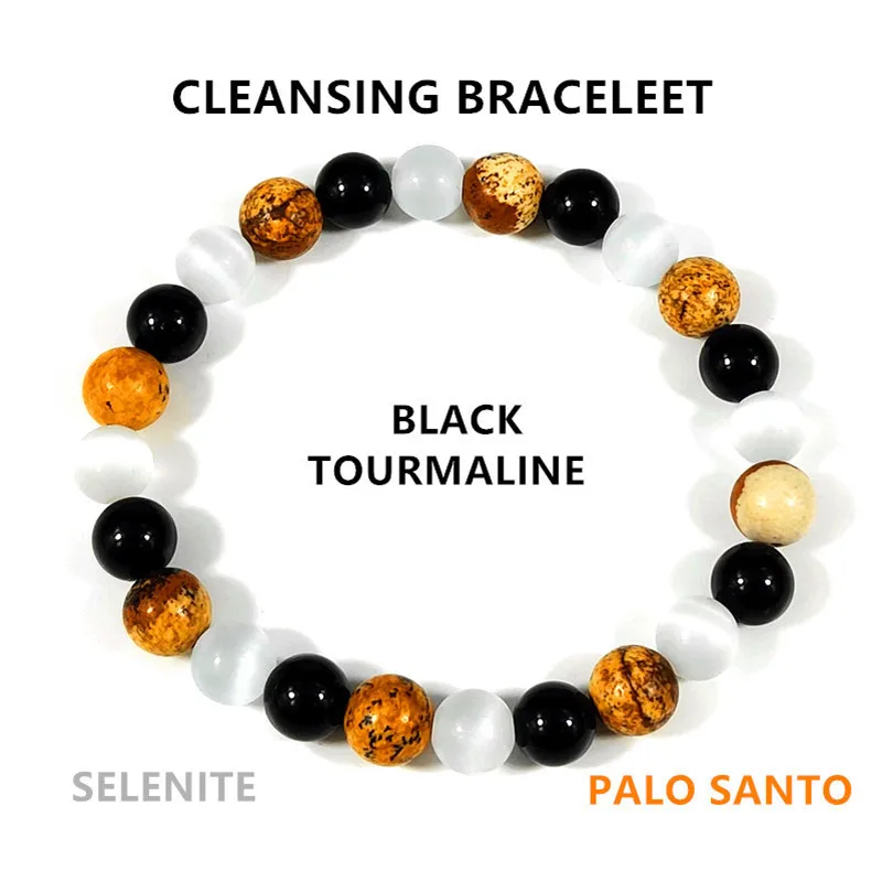 8mm Beads Healing Bracelet Black Tourmaline Meditation Chakra Balancing Black Natural Stone Bracelet Pulsera Mujeres