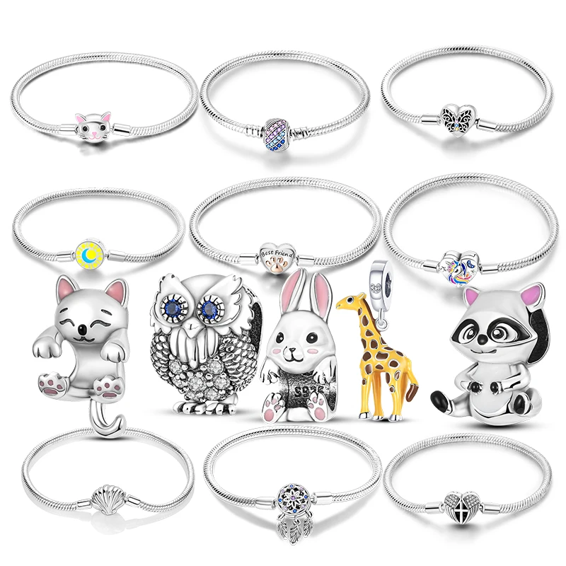 Custom New S925 Thailand Factory Original Logo Sterling Silver Bracelet Charms Pendant Mickey 925 Bracelet Silver Jewelry