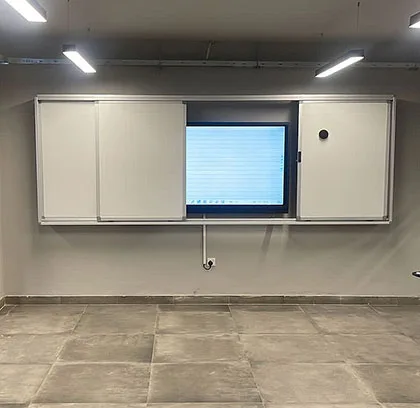 4300x1305mm Horizontal Sliding Porcelain Whiteboard Premium Ceramic Sliding Whiteboard For Interactive Panel