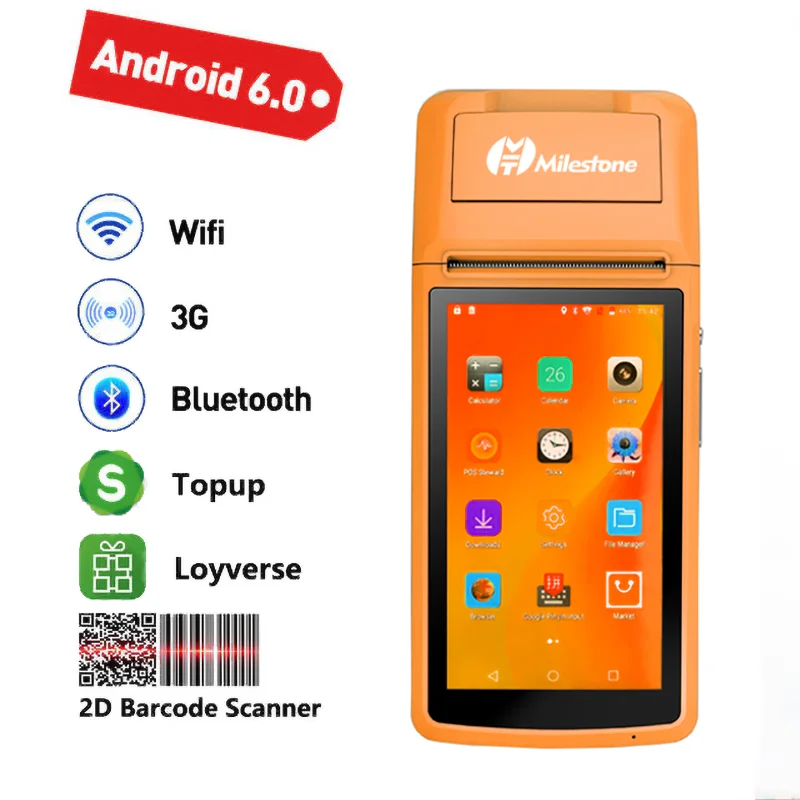 position Android 4g handheld emv 7inch machine Android All In One Pos Terminal With Printer Ordering System Android Pos