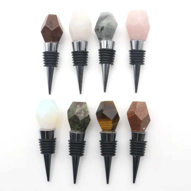 Wholesale cheap natural crystal rose quartz Wine Bottle Openers amethyst wine bottle stopper