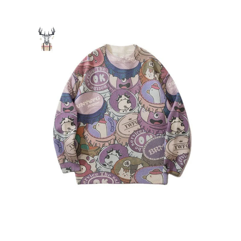 OEM ODM Winter Printed High Quality Nice Cotton Rib Custom Knitted Sweater Men