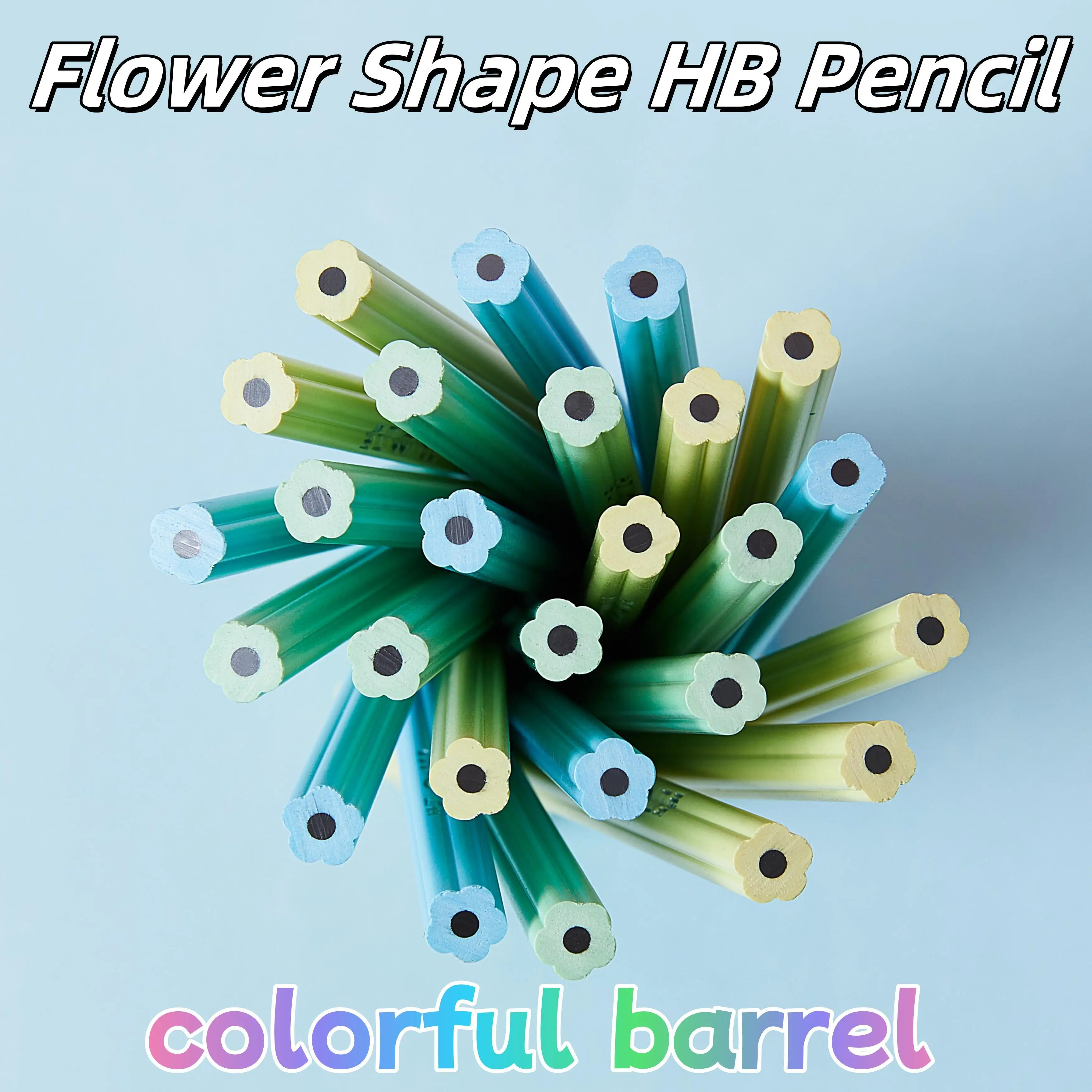 Flower Shape HB Pencils Macaron Colored Barrel HB Pencil 30Pcs PET tube