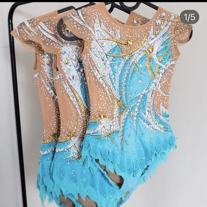 Rhythmic maillot Twirling Sport Aerobics suit rhythmic gymnastics clothes tights leotard custom made girls