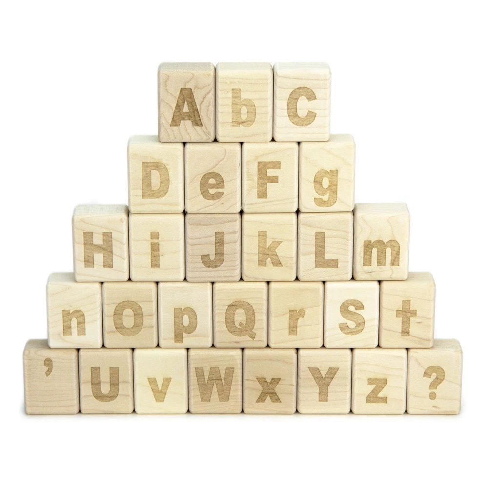 Factory Wholesale Wooden  Handmade Educational Toys Stacking Alphabet Gift Spelling Word Tray Bricks Letters Blocks