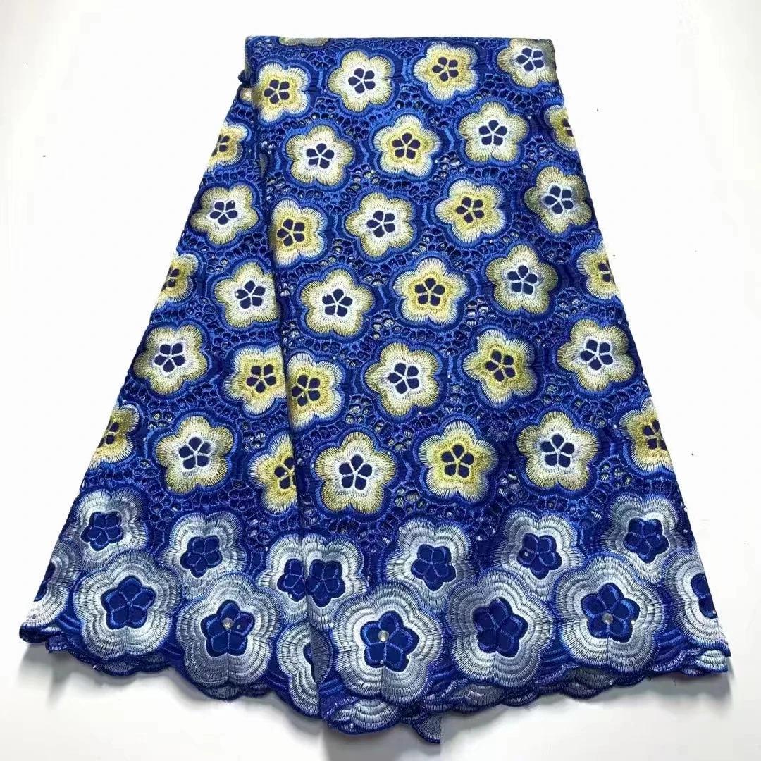 100% Cotton Flower Embroidery Bazin African Lace Fabric