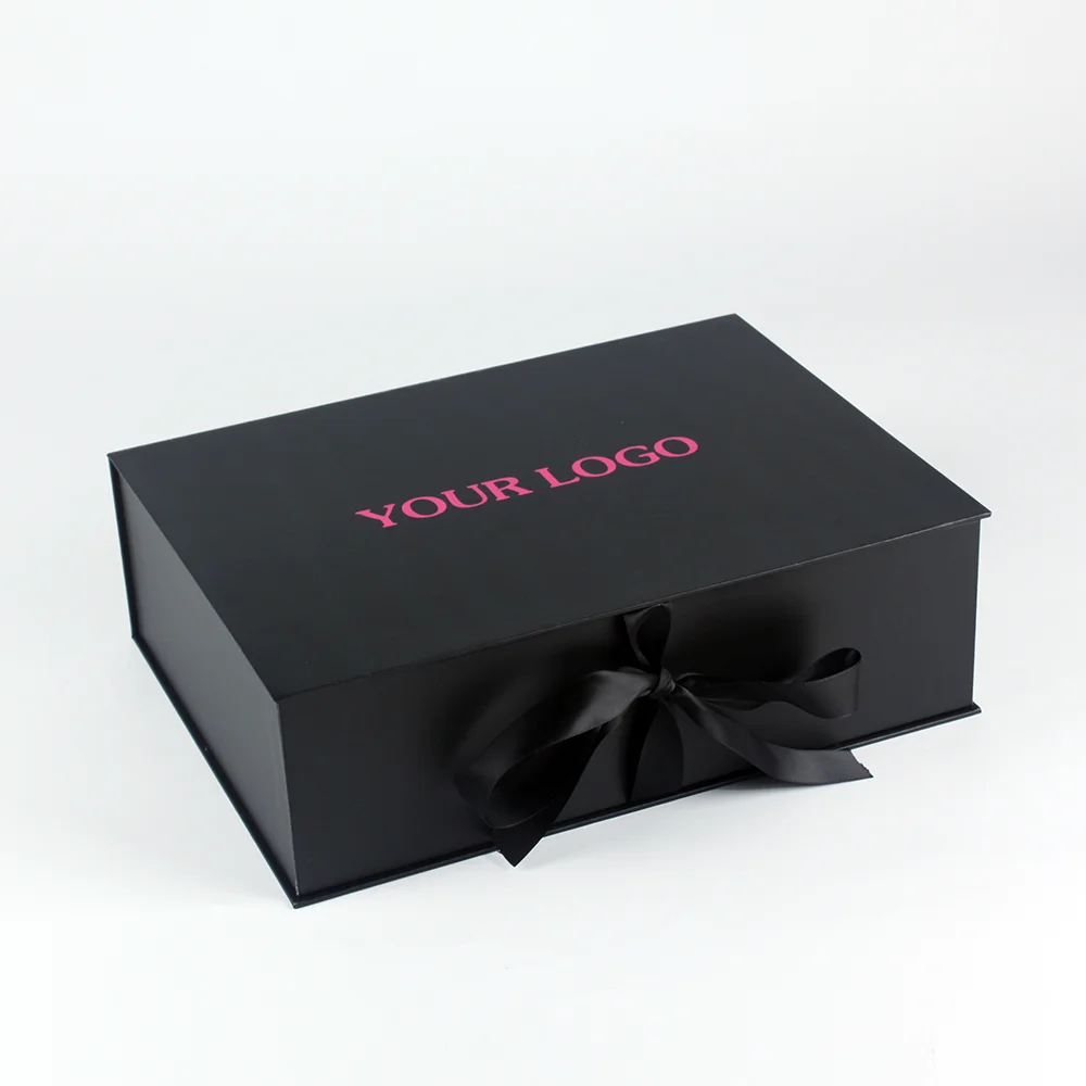 Wholesale Luxury Hair Wig Packaging Black Box Closure Custom Logo Magnetic Gift Box Package