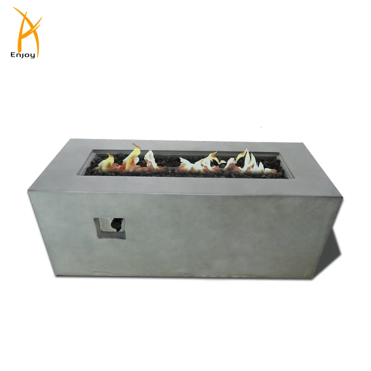 60 in Rectangular Heavy Concrete Fire Pit Patio Fire Table Night Party Heat Output 70000BTU