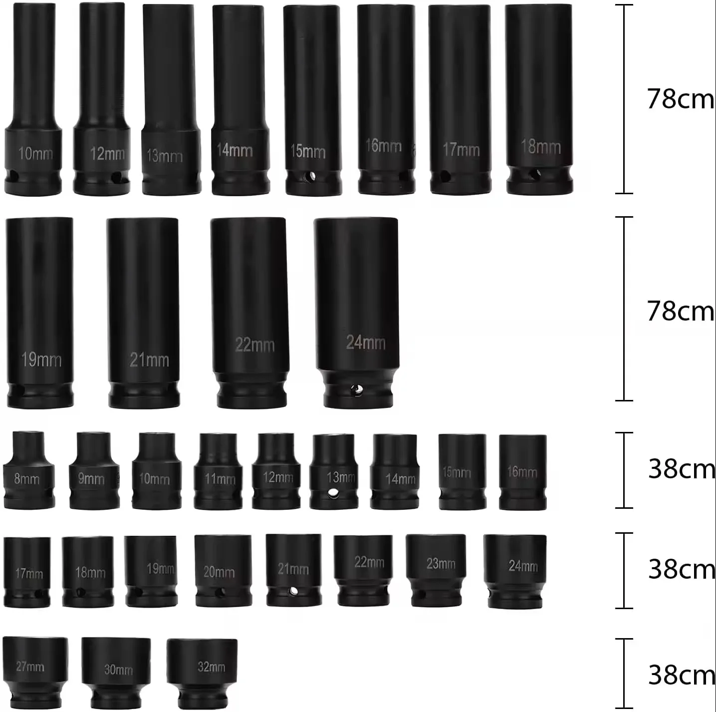 35 in 1 1/2 Inch deep heavy duty car tools air impact sockets wrench air tools tool set box Socket Set Hexagonal Socket Bits Set
