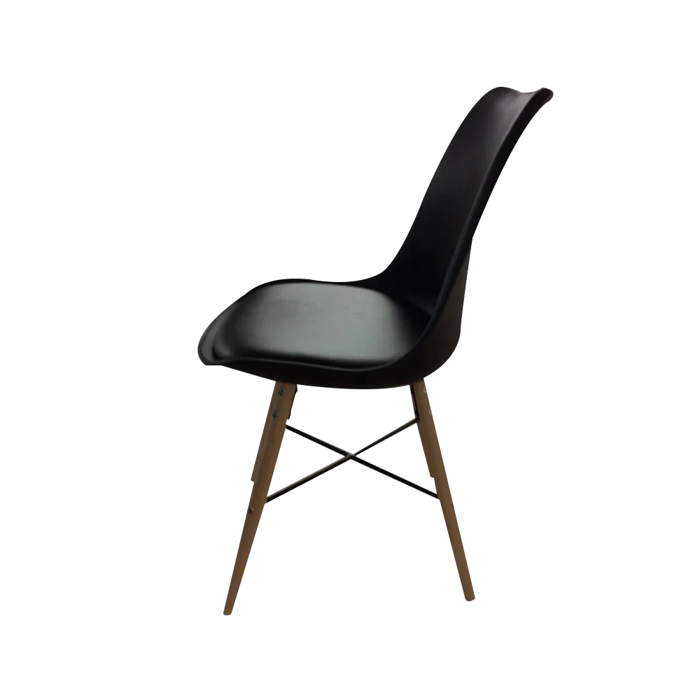 Nordic High Quality Chairs for Dining bar Living Room PP with Cushion Back and Seat Beech Wood Leg and Powder Coated Metal Frame