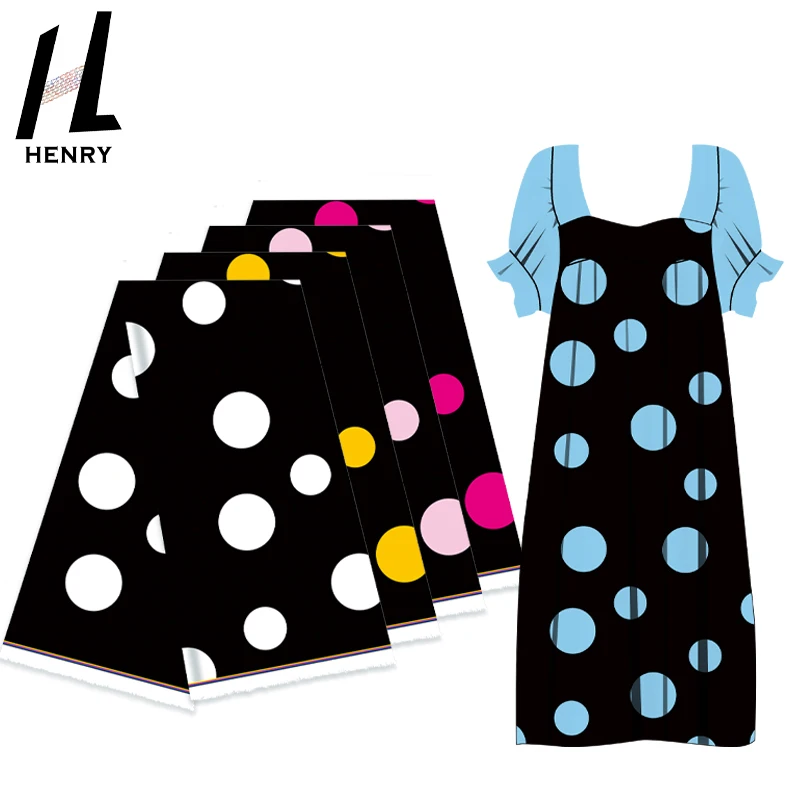 Новый черный фон большой и маленький дизайн принт в горошек ткань для одежды из полиэстера