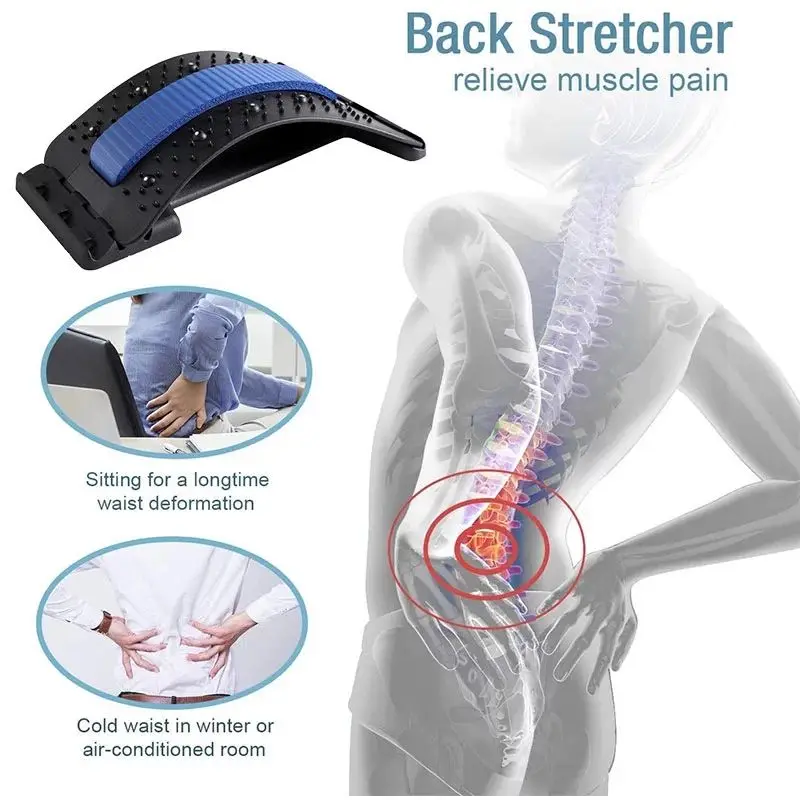 Adjustable Lumbar Support Back Stretcher Lower Back Orthopedic Pain Relief Device with Magnet 3 4 Level Back Stretcher Massage
