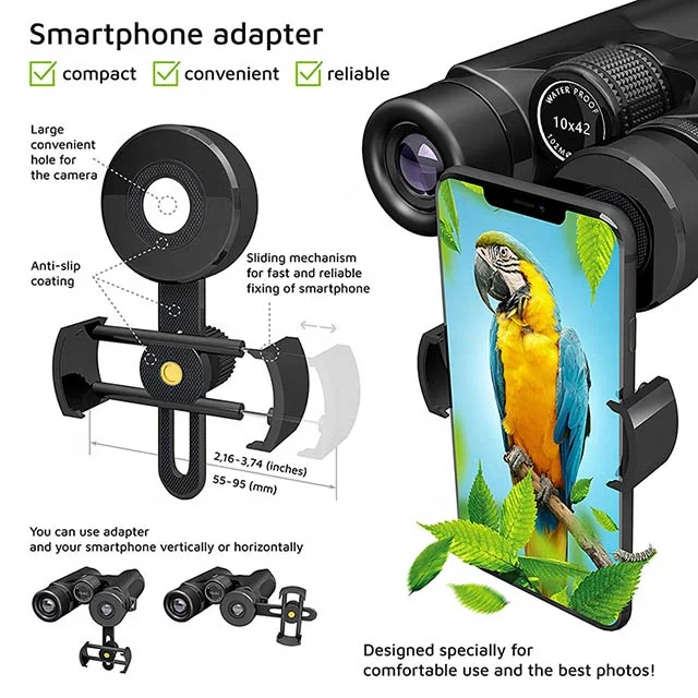 Foreseen amazon 10x42 Waterproof Lightweight Compact Prism Bak4 HD Binocular for Bird Watching Hunting Traveling with Smartphone