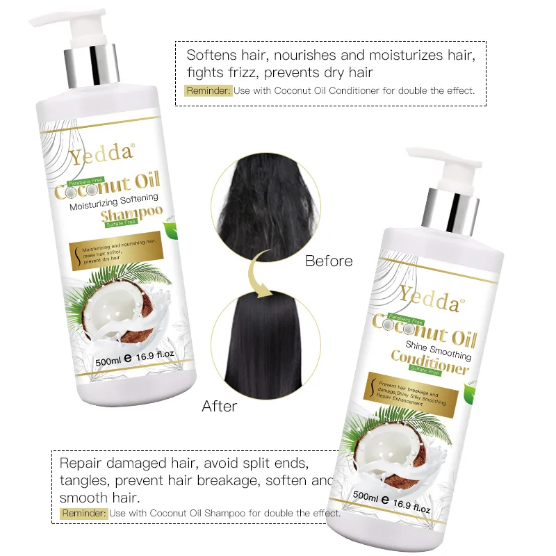 500ml Natural Organic Sulfate Parabens Free Coconut Oil Soft Moisturizing Cleansing Hair Shampoo