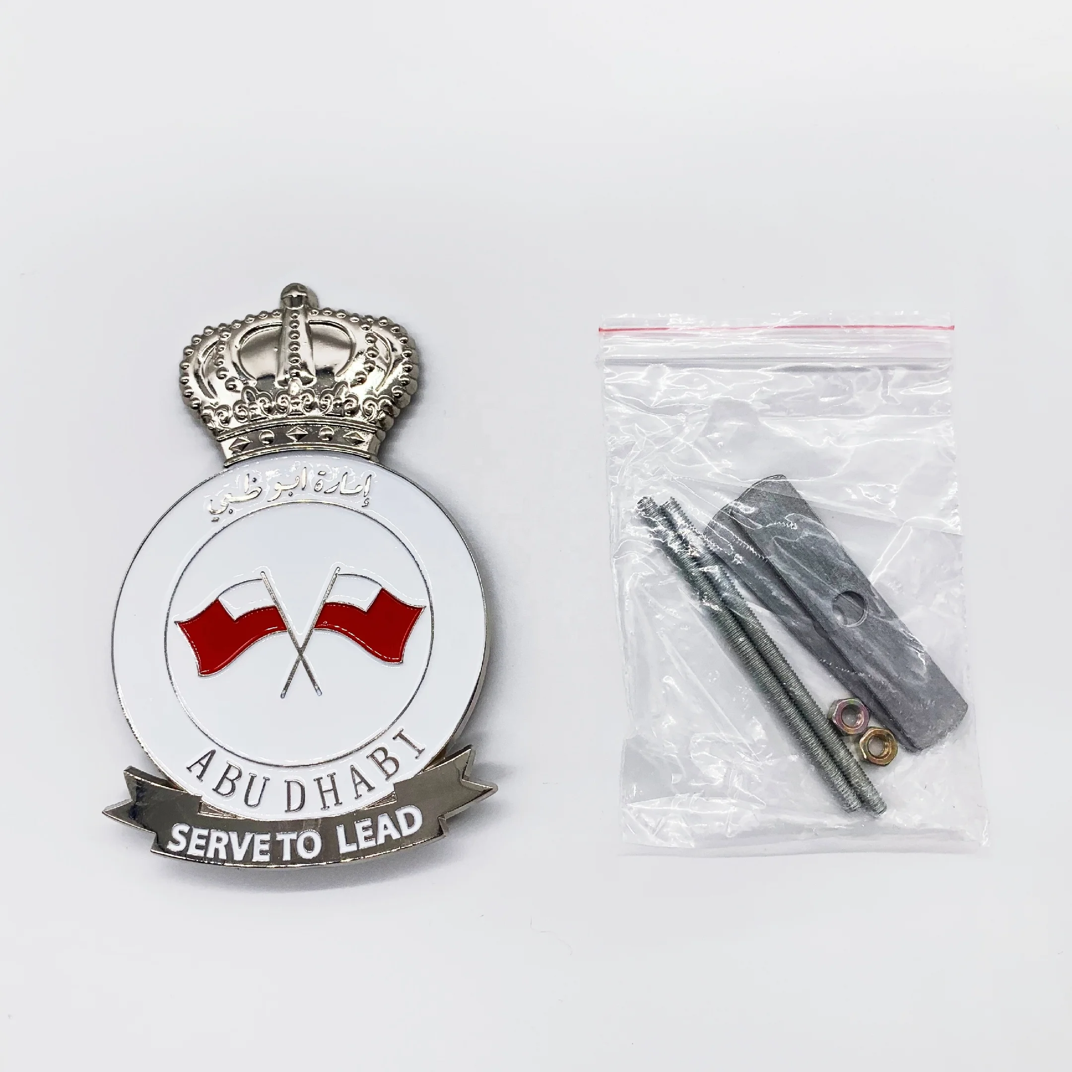 Wholesale hot sale custom UAE Abu Dhabi logo silver car badge