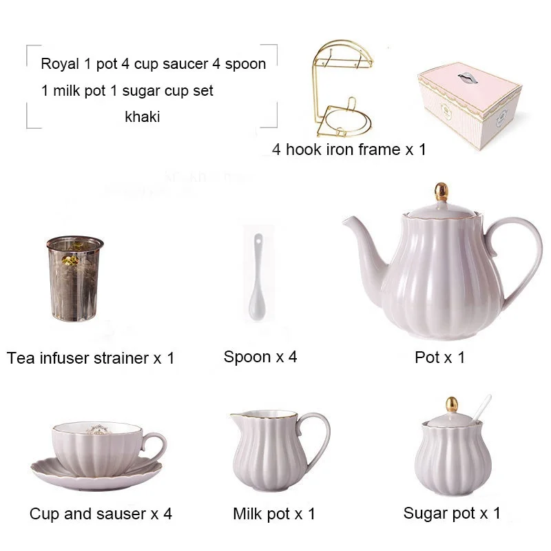 Phnom Penh Teacup Kit British Style Coffee Cup Set Pink Ceramic Tea Cup Set