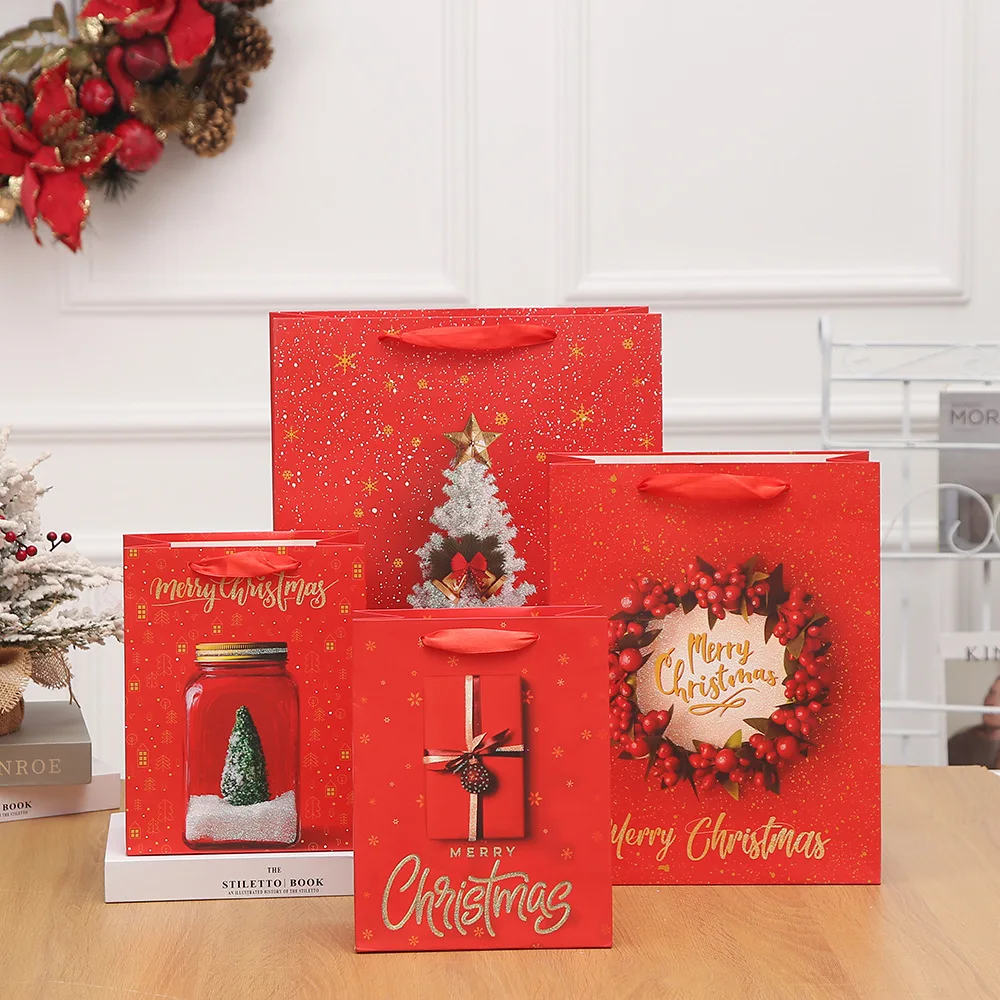 Christmas Gift Bags Christmas Eve Paper Bags Packaging for Kids Candy Gift Christmas Decoration