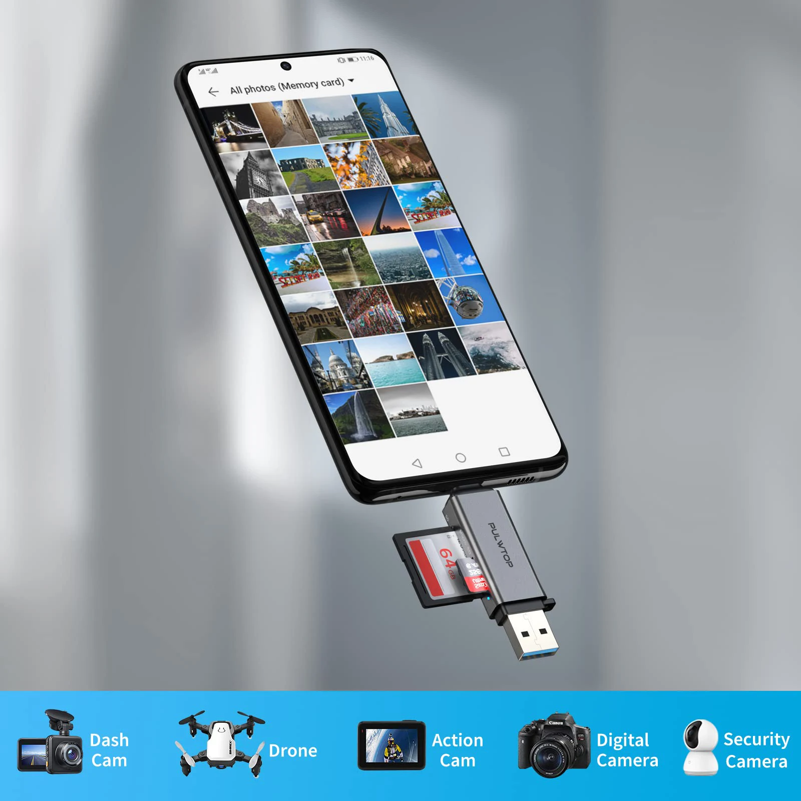 PULWTOP all in 1/all in one/3 in 1 Usb 3.0 Card Reader High Speed SD TF Type C USB C USB OTG Card Reader for Laptop