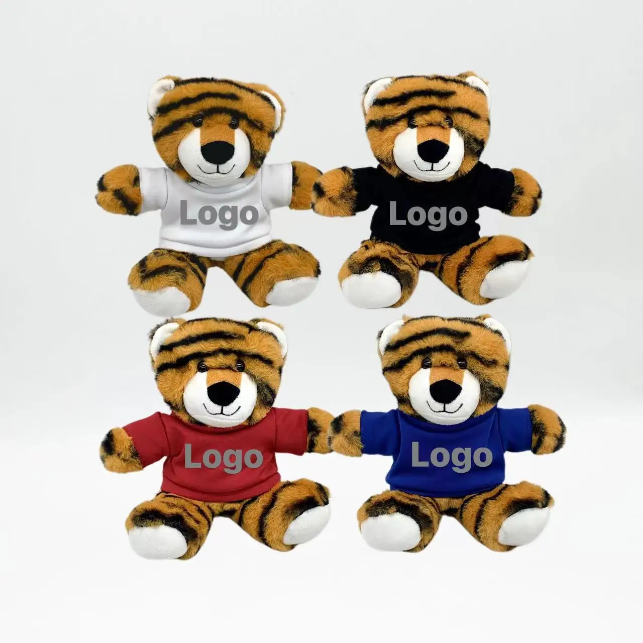 sublimated logo animal cartoon tiger plush toy with shirt new design Customized logo plush tiger toys For home Decoration
