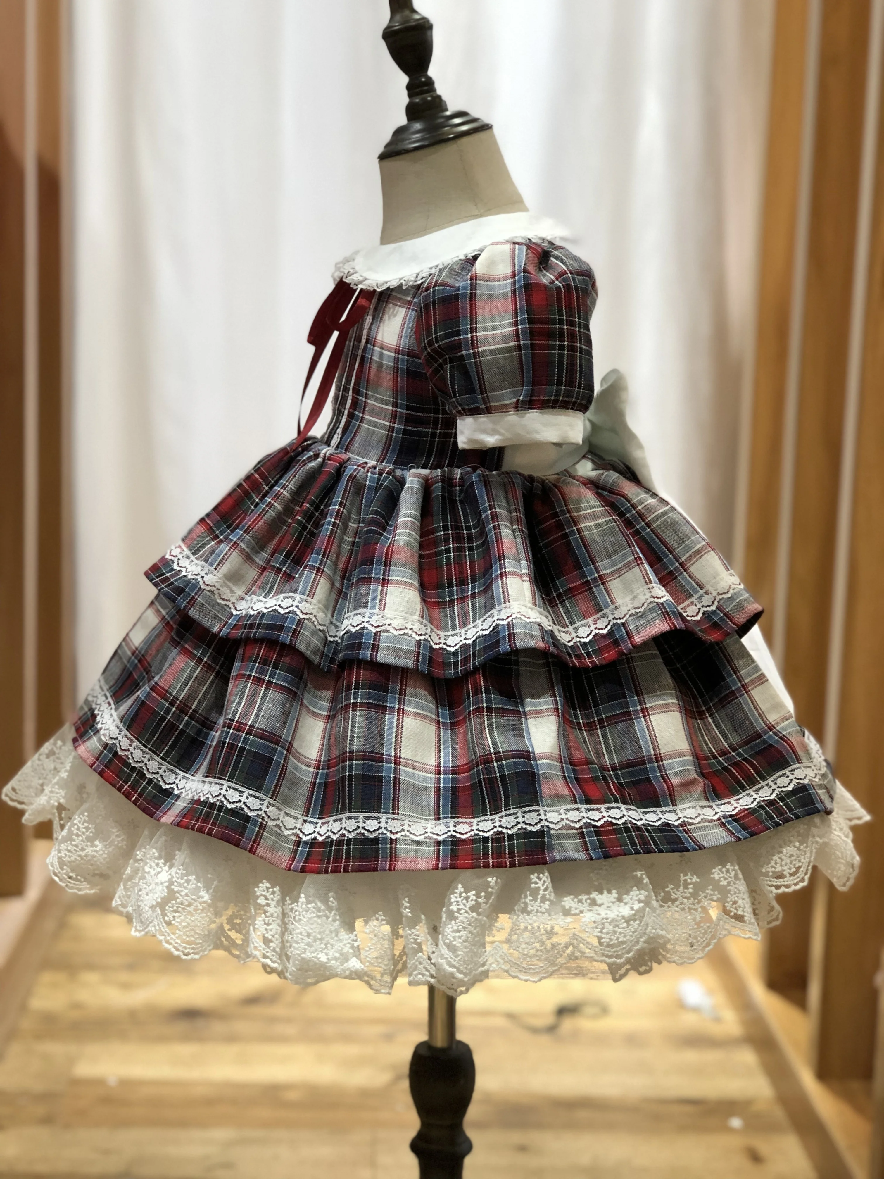 Jannybb kids party dress designer kids plaid dresses cotton fabric dress girls kids