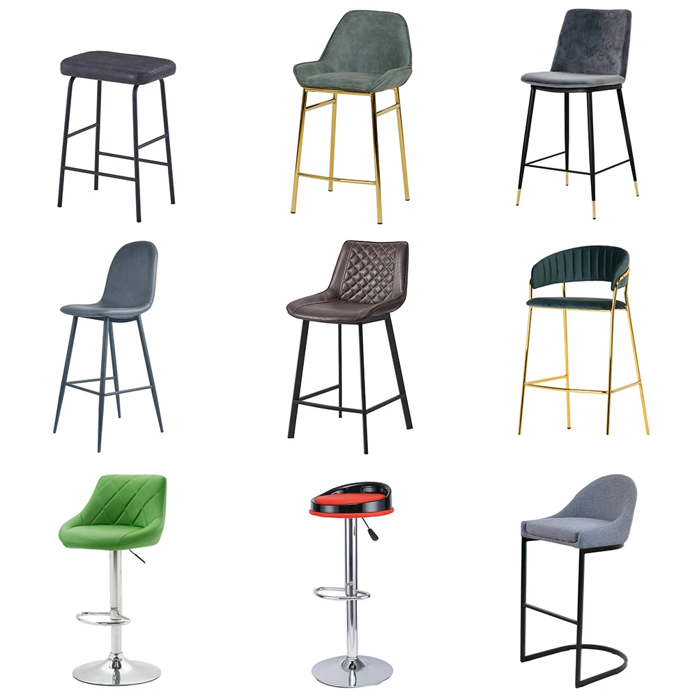Clack White Fabric Ufted High Bar Stool Leather Outdoor Counter Height Gold Stainless Steel Wooden Bar Stool Chair for Bar Table