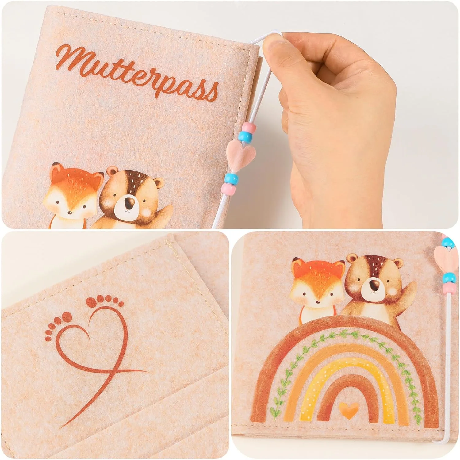 protective beige handmade high quality organizer document sublimation blanks felt mother childhood passport cover for mutterpass