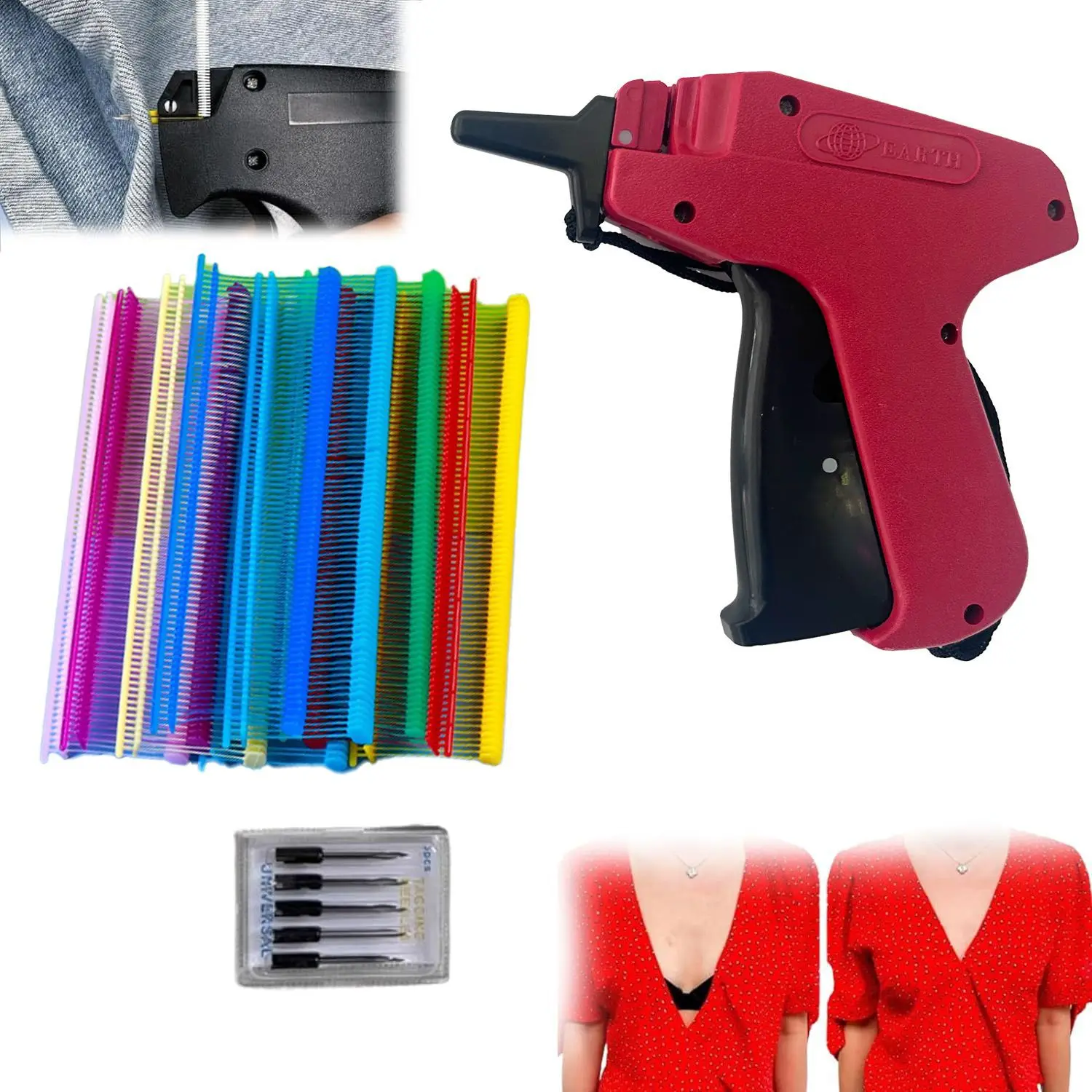 Labels hang tag garment long fine needle plastic pricing micro stitch tagging gun machine for clothes brand