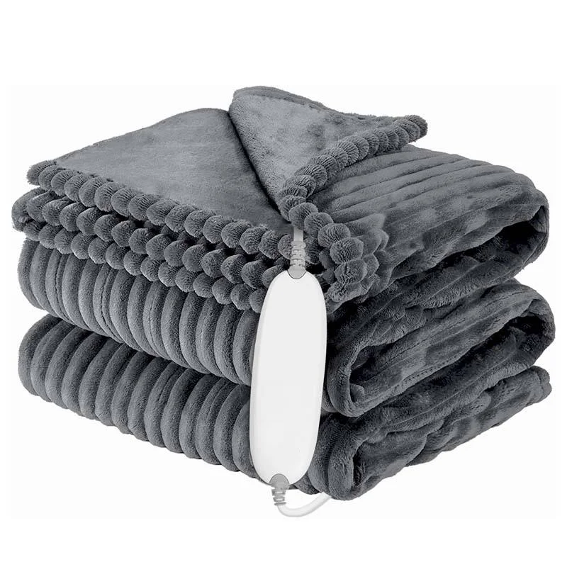 ETL certificate 250Gsm flannel Eco-Friendly machine washable electric heated blankets for bed