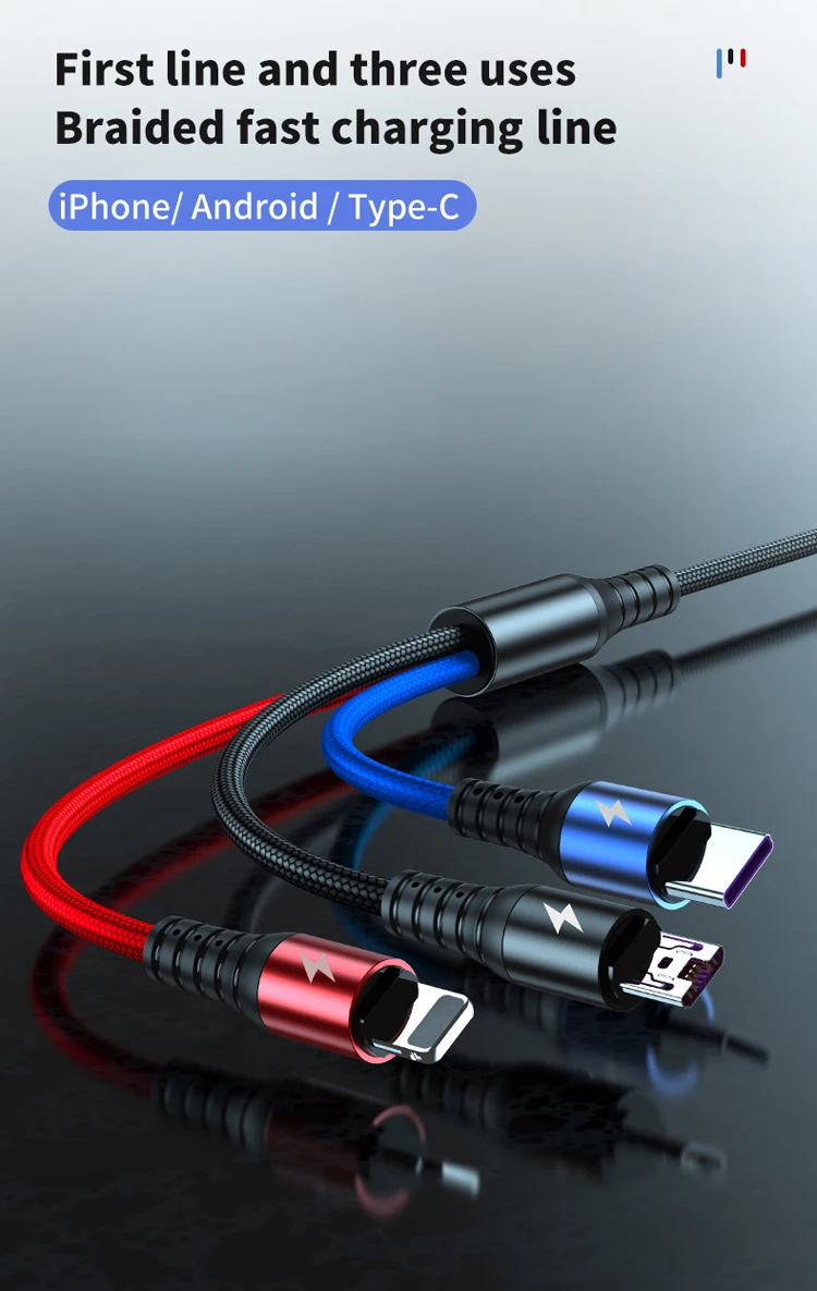 3 в 1 кабель с разъемом Micro USB Type-c/осветительный зарядный Type-c 5A супер быстрый для передачи данных IPhone 13 мини 13Pro Samsung