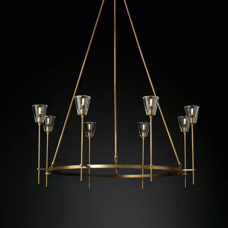 G9 Copper Glass Chandelier Light Living Room Dining Room Bedroom Hotel Villa Project Decorative Chandelier