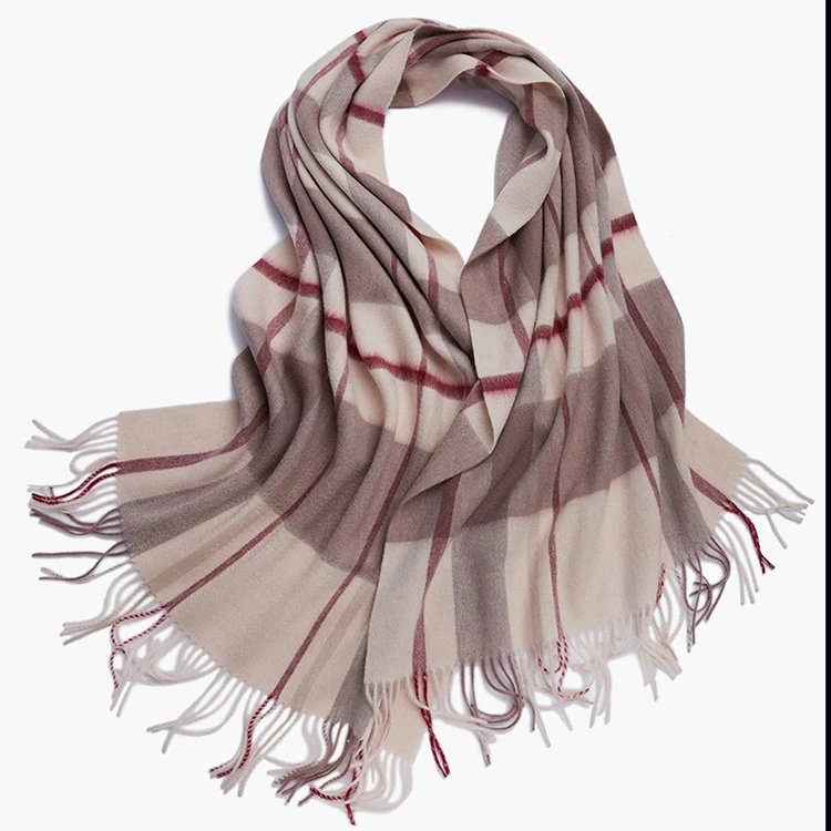Winter Unisex Men Women Checked  pure 100% wool scarf