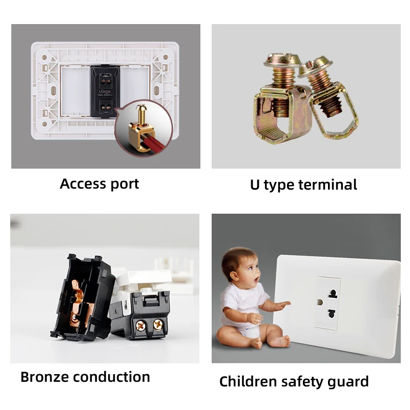 High quality house electrical wall sockets and switches door bell switch socket