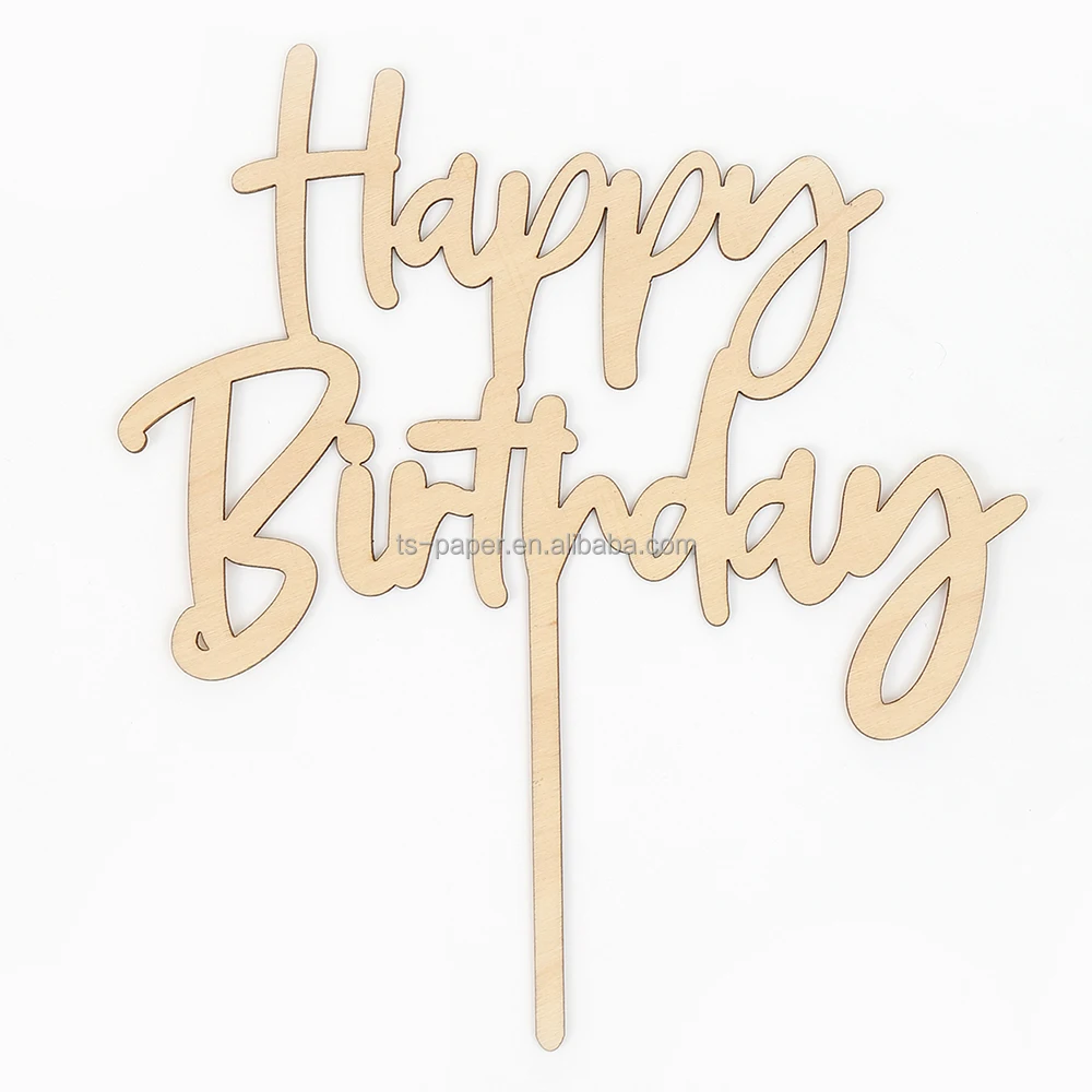 2024 Newest Design Happy Birthday Party decorations Cupcake Topper wood Cake Decoration Cake Toppers