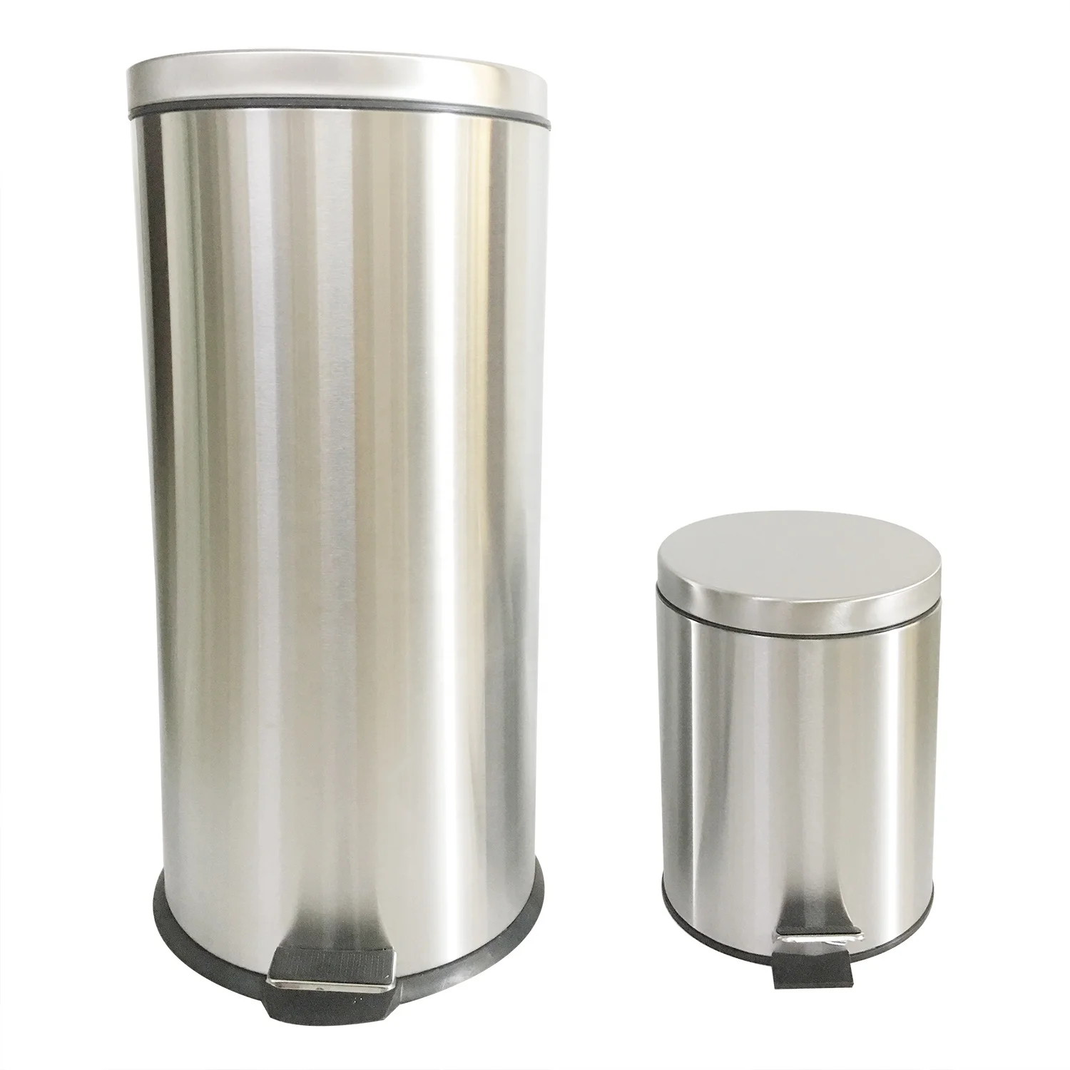 5L stainless steel brass Chrome pedal slim trash can with bucket brush