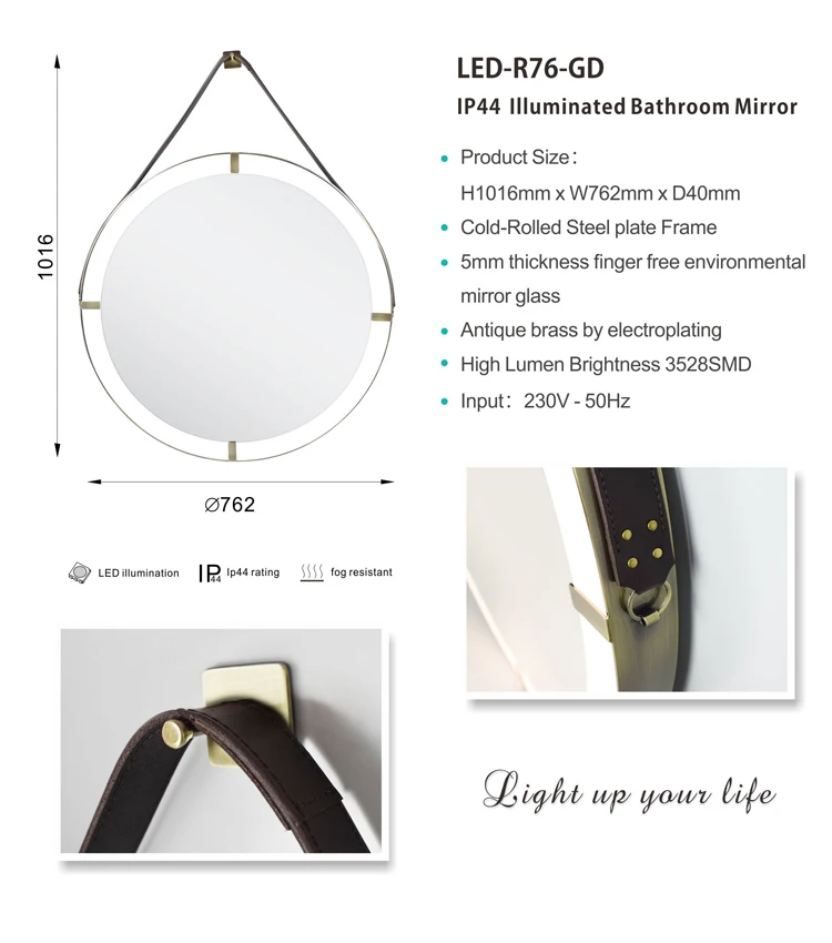 Hot Large Wooden Round Wall Mounted Mirror For Home Decoration