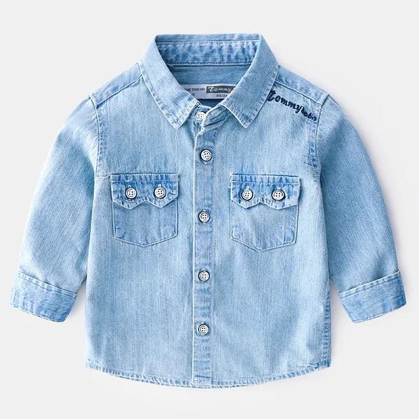 New Boys Spring White Washed Soft Denim Long-sleeved New Brand Name Shirt In Ali Express China