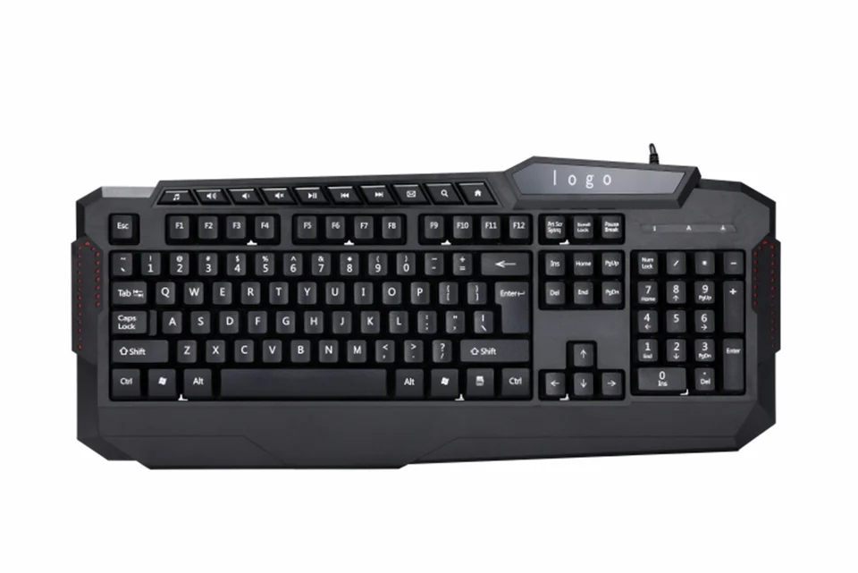 high quality Radium engraving of transparent characters gaming keyboard with 10 multimedia keys