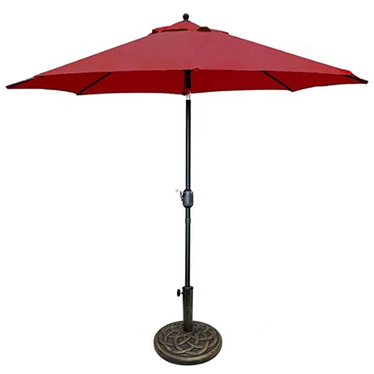 Outdoor Decorative Cast Stone Patio Umbrella Base Resin Heavy Duty Stand Brown Finish