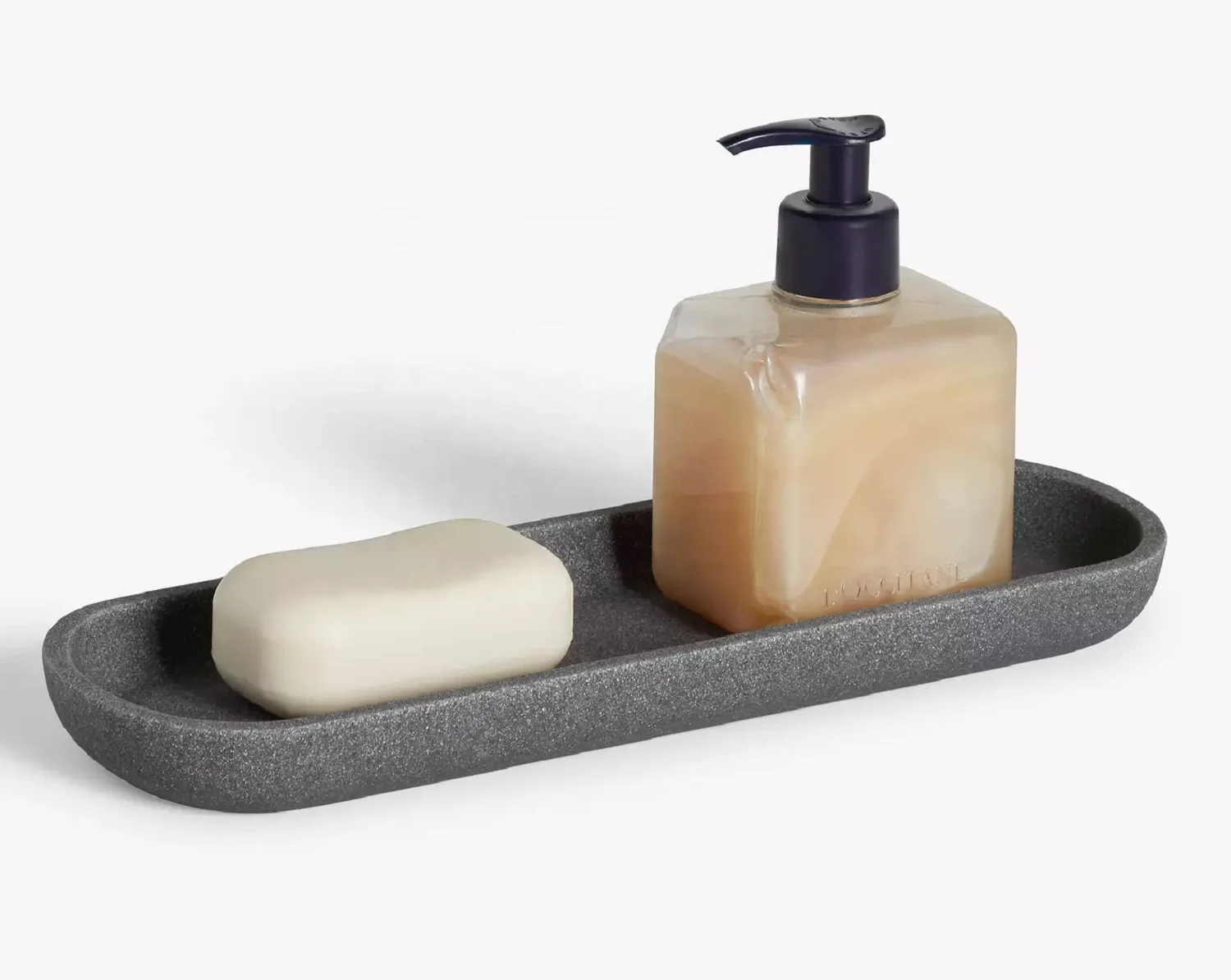 Wholesale Modern Resin Bathroom Accessories Set Sandstone Collection in Grey for Home Soap Usage Made of Polyresin Material