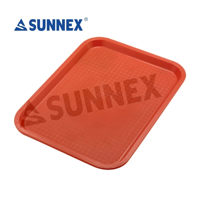 Прочный полипропиленовый красный нескользящий сервировочный поднос Sunnex декоративный металлический из олова