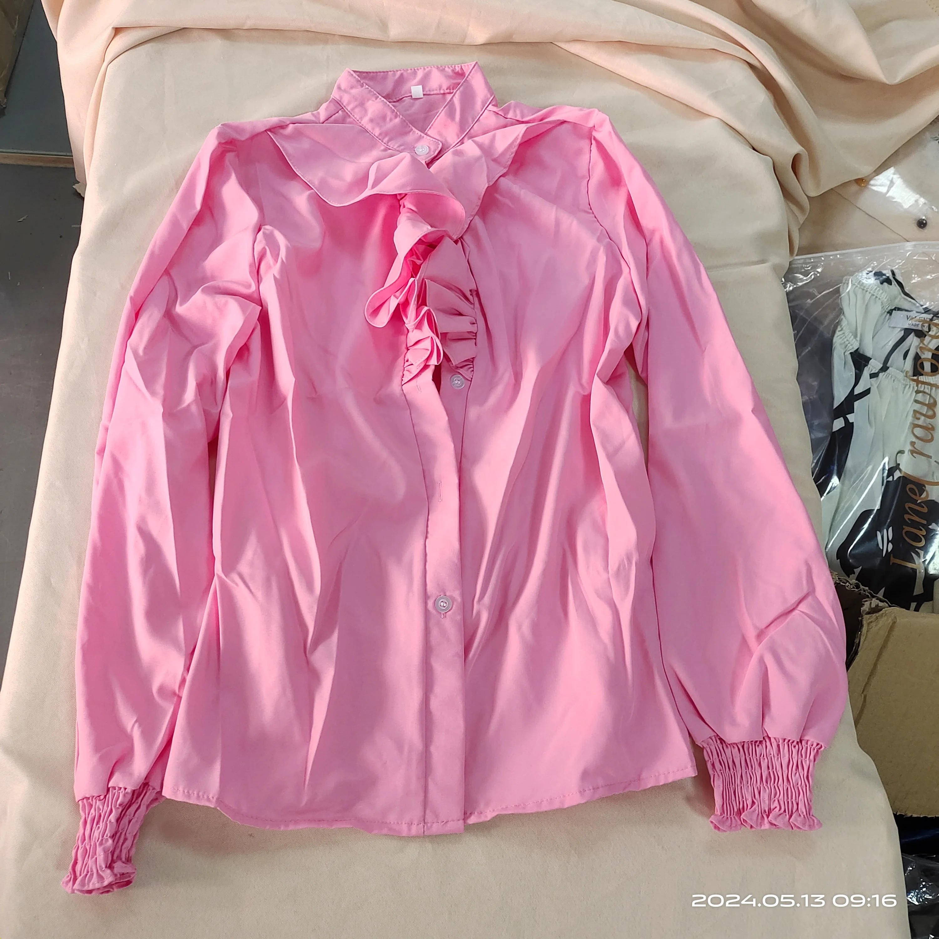 S-5XL Женские топы с рюшами Топы и блузки шифоновая рубашка Весенняя однотонная/цветочный принт v-вырезом длинным рукавом элегантная верхняя офисная одежда