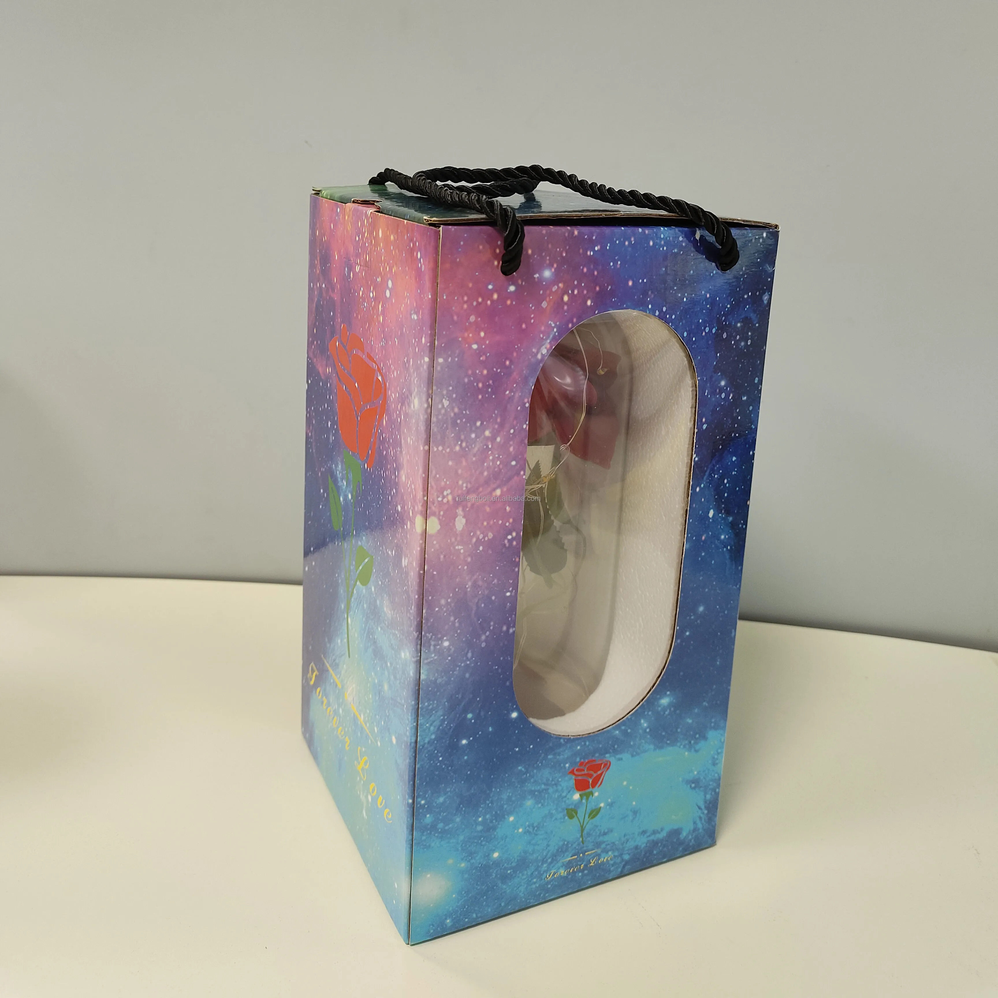 oem high quality competitive price enchanted eternal rose glass set preserved flower red rose with led lights in a glass dome