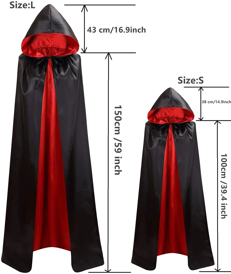 Костюм-накидка супергероя унисекс для взрослых двухцветный двухсторонний с шляпой готическое платье в викторианском стиле плащ длиной 59 дюймов Хэллоуина