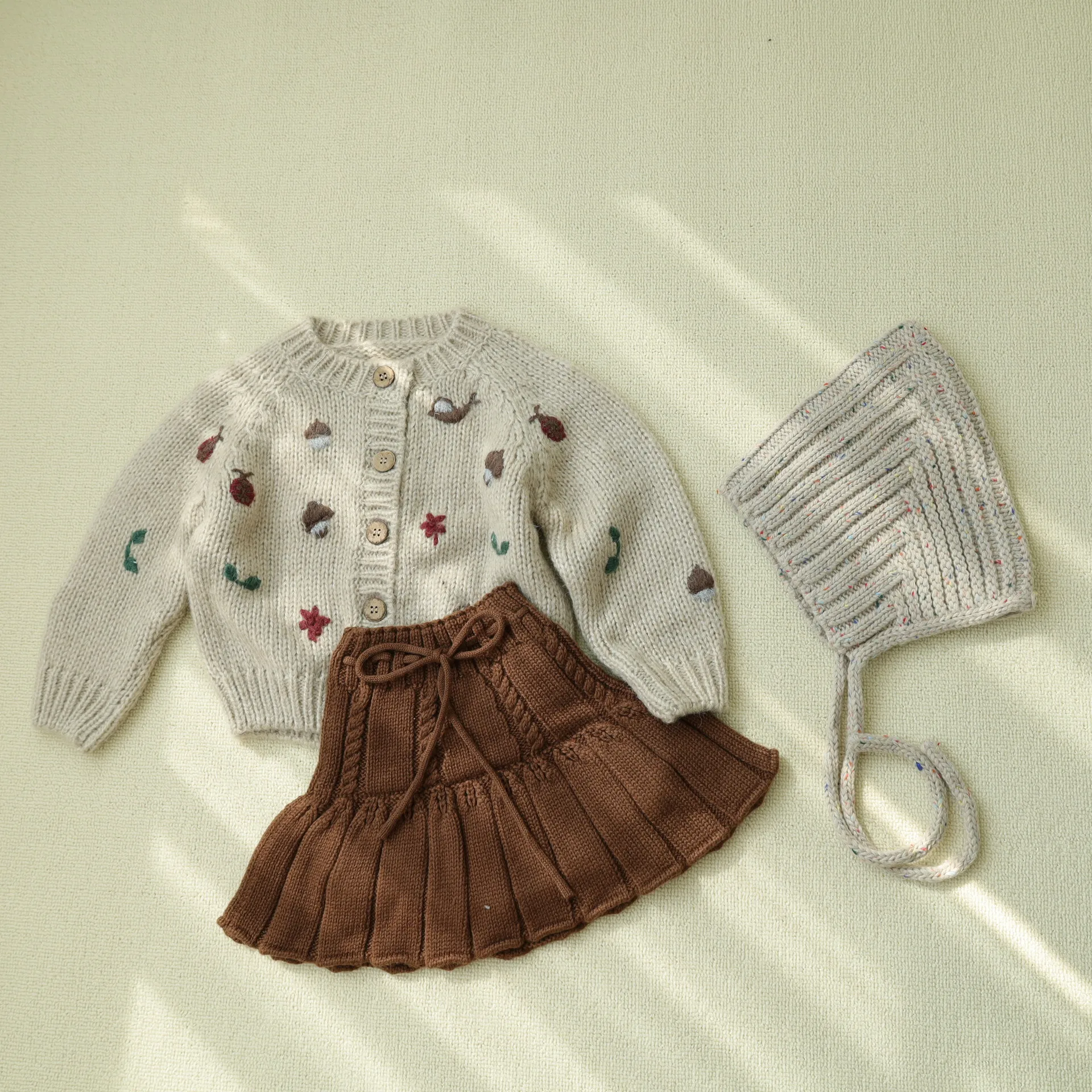 2023 Kids Girl Lovely Knit Skirts Super Cute Toddler Girl Winter Autumn Knit High Waist Pleated Skirt